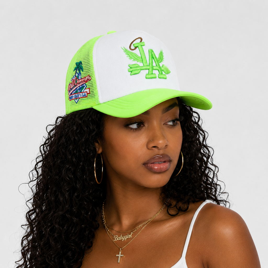 Casquette Trucker LA Vert Fluo – Style Streetwear Respirant
