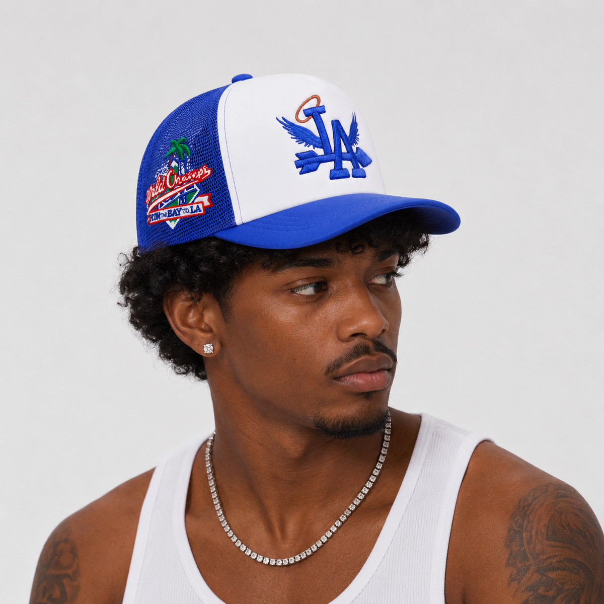 Casquette Trucker LA Bleu Royal – Broderie 3D Ajustable