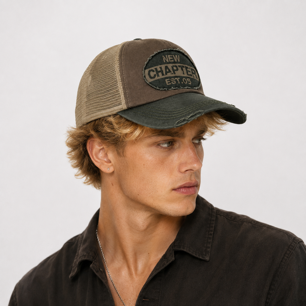 Casquette Trucker Vintage New Chapter Marron – Effet Usé