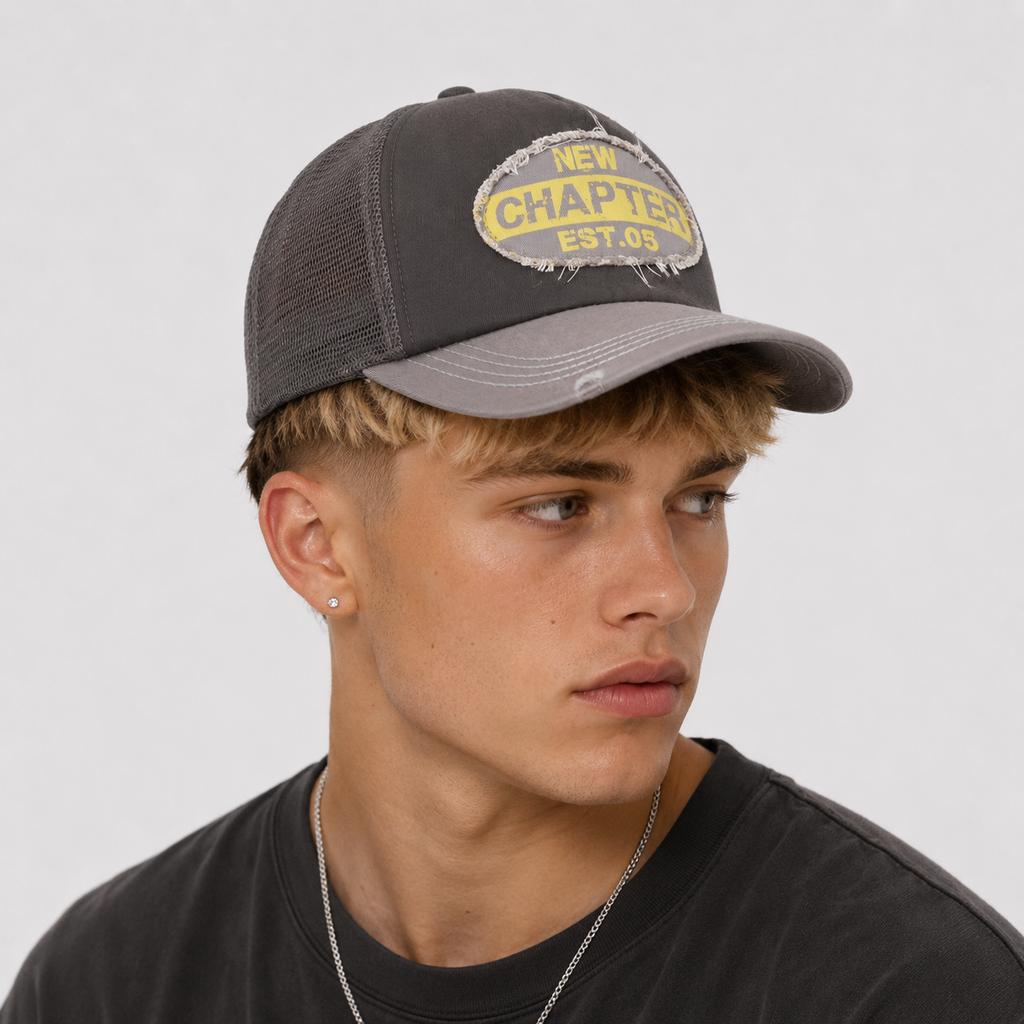 Casquette Trucker Vintage New Chapter Gris