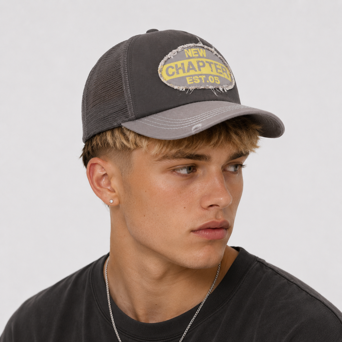 Casquette Trucker Vintage New Chapter Gris