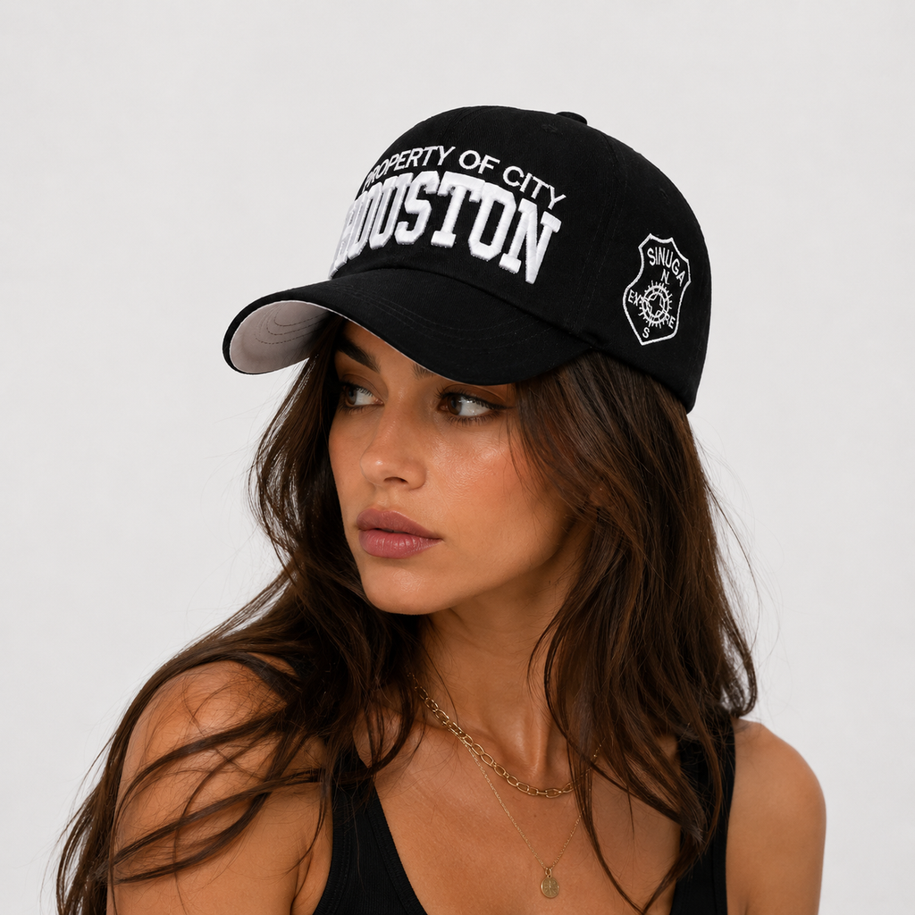 Casquette Boston Noire Brodée Blanche Streetwear