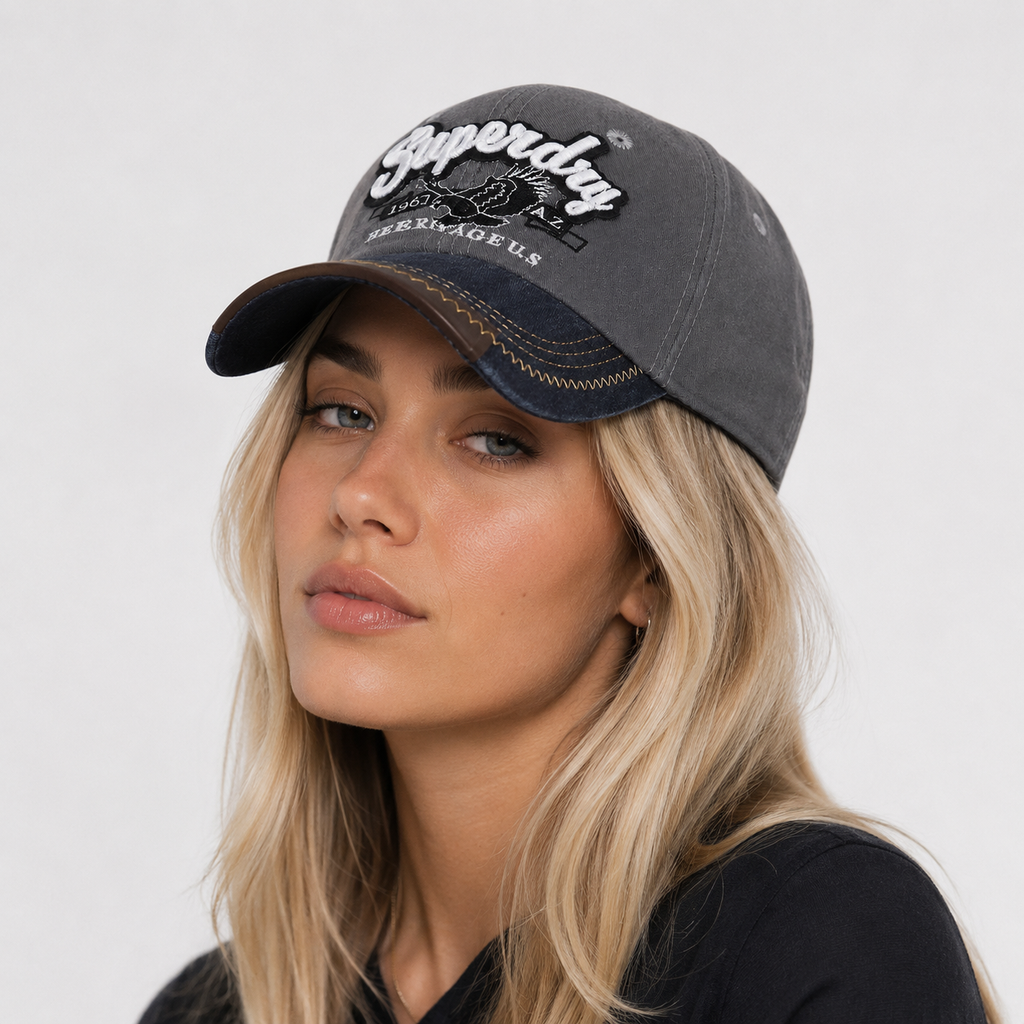 Casquette Vintage Superdry Grise Visière Denim