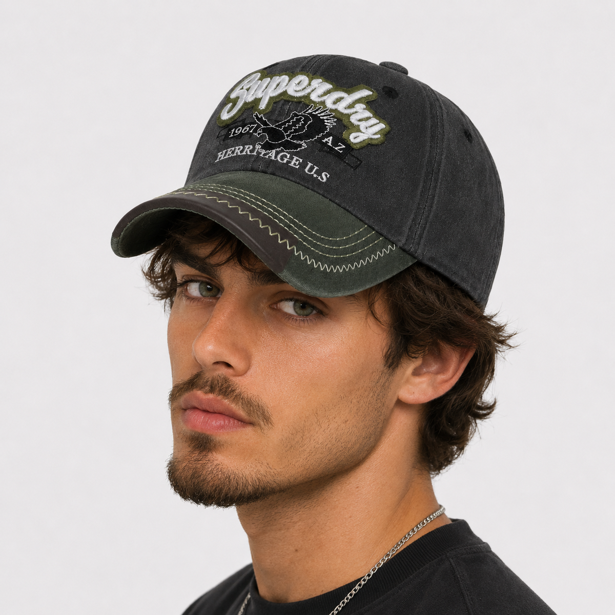 Casquette Vintage Superdry Noire Kaki