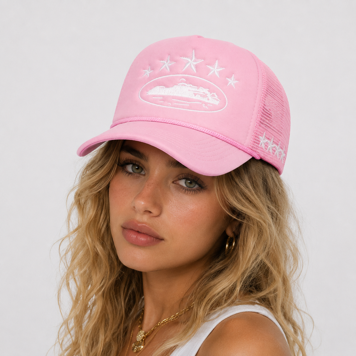 Casquette Trucker Rose Brodée Tendance Y2K