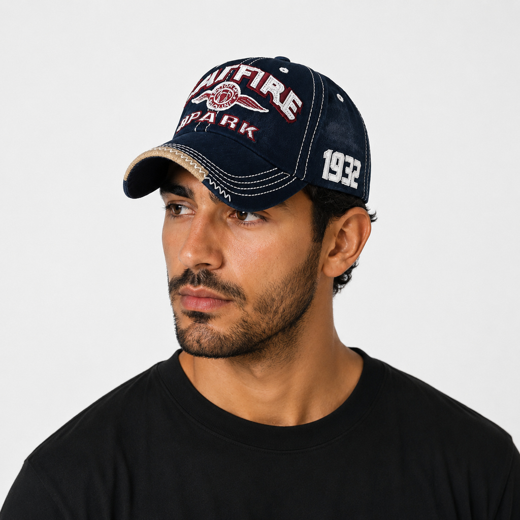 Casquette Vintage Bleue Wildfire Park 1932 Brodée