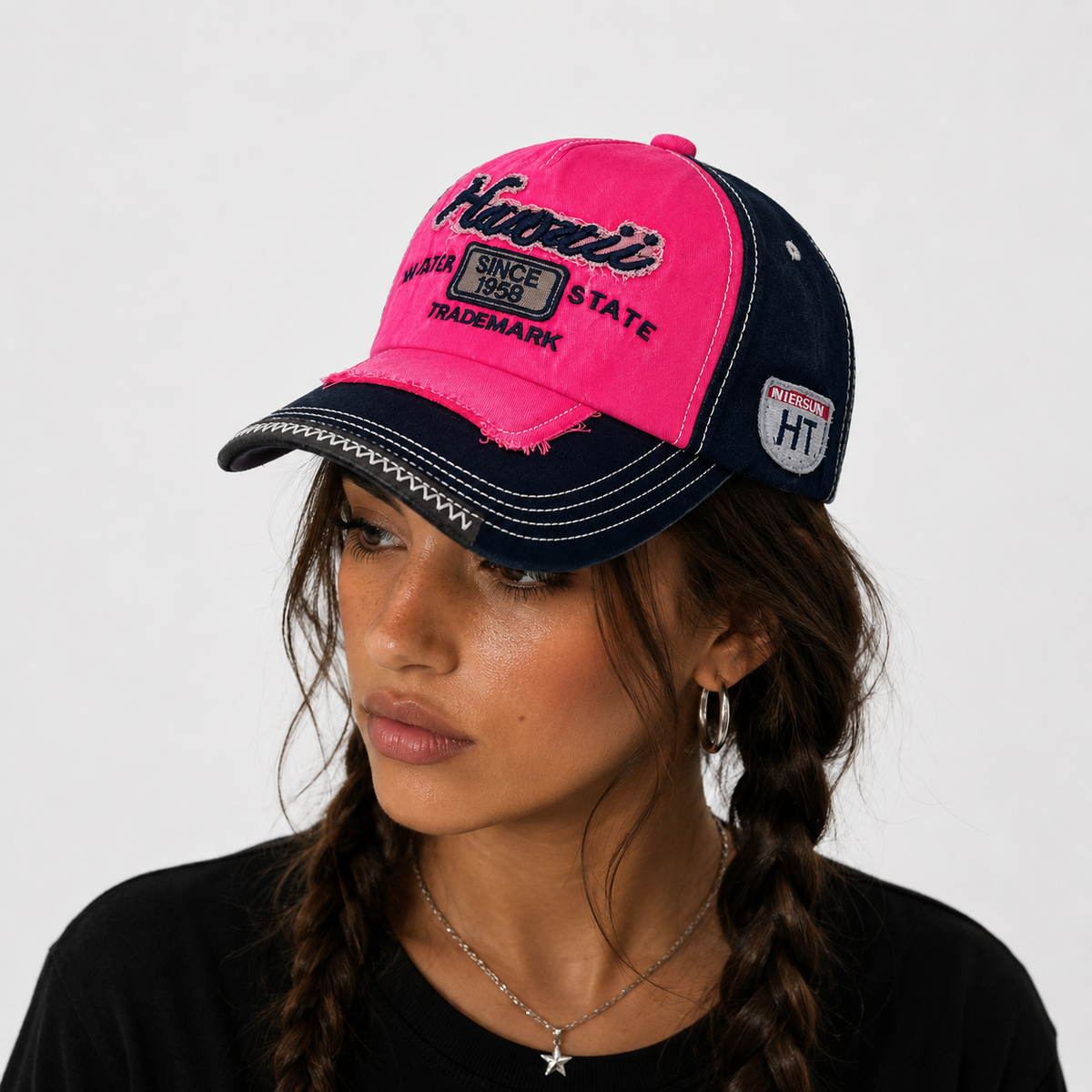 Casquette Baseball Vintage Rose Brodée