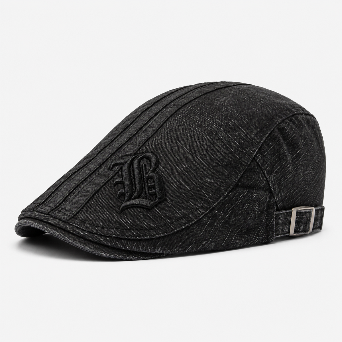 Casquette Béret En Coton Noir Délavé