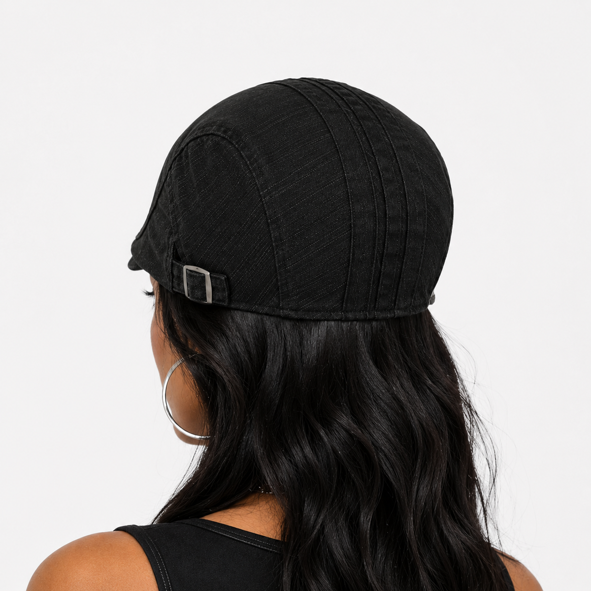 Casquette Béret En Coton Noir Délavé
