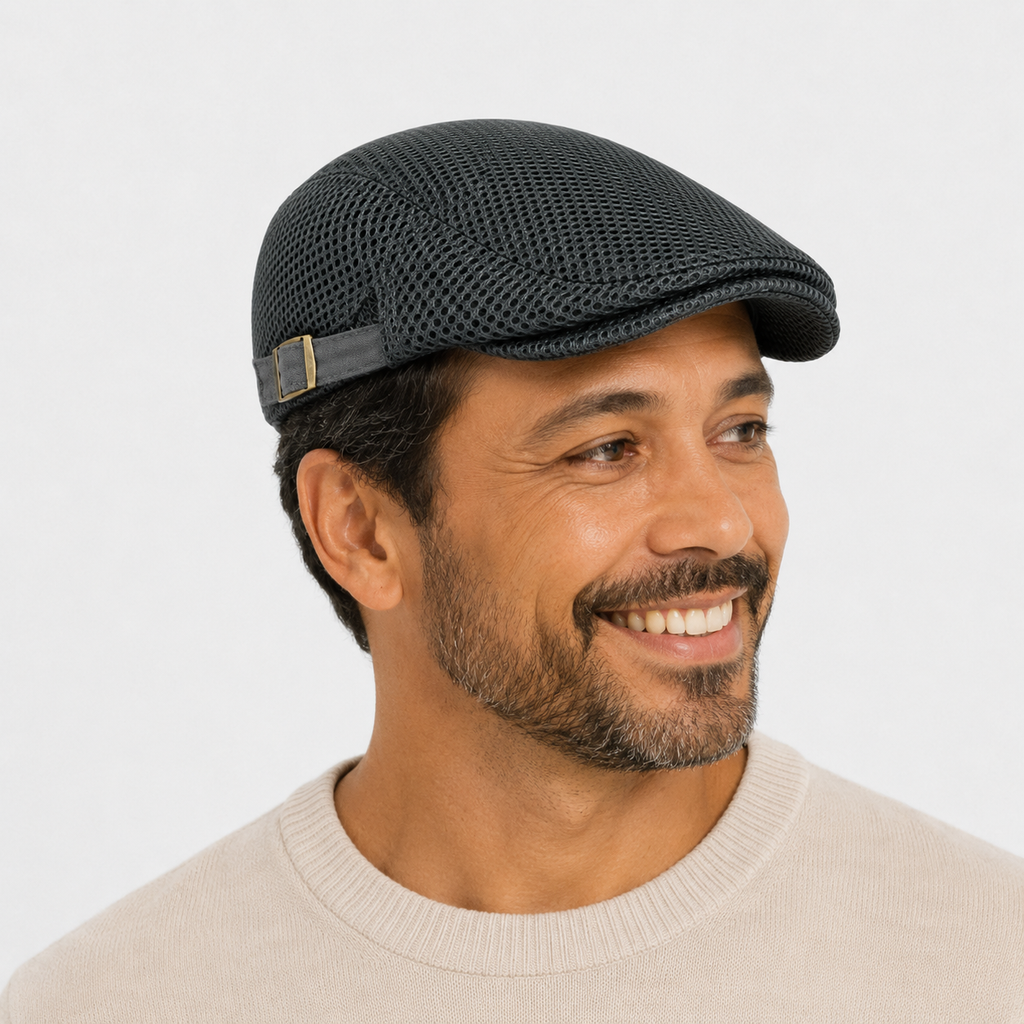 Béret En Maille Respirante Gris Foncé