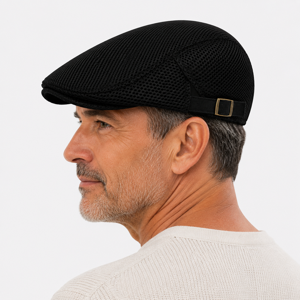 Béret Noir Unisexe En Maille Respirante