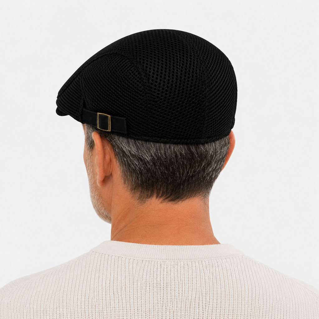 Béret Noir Unisexe En Maille Respirante