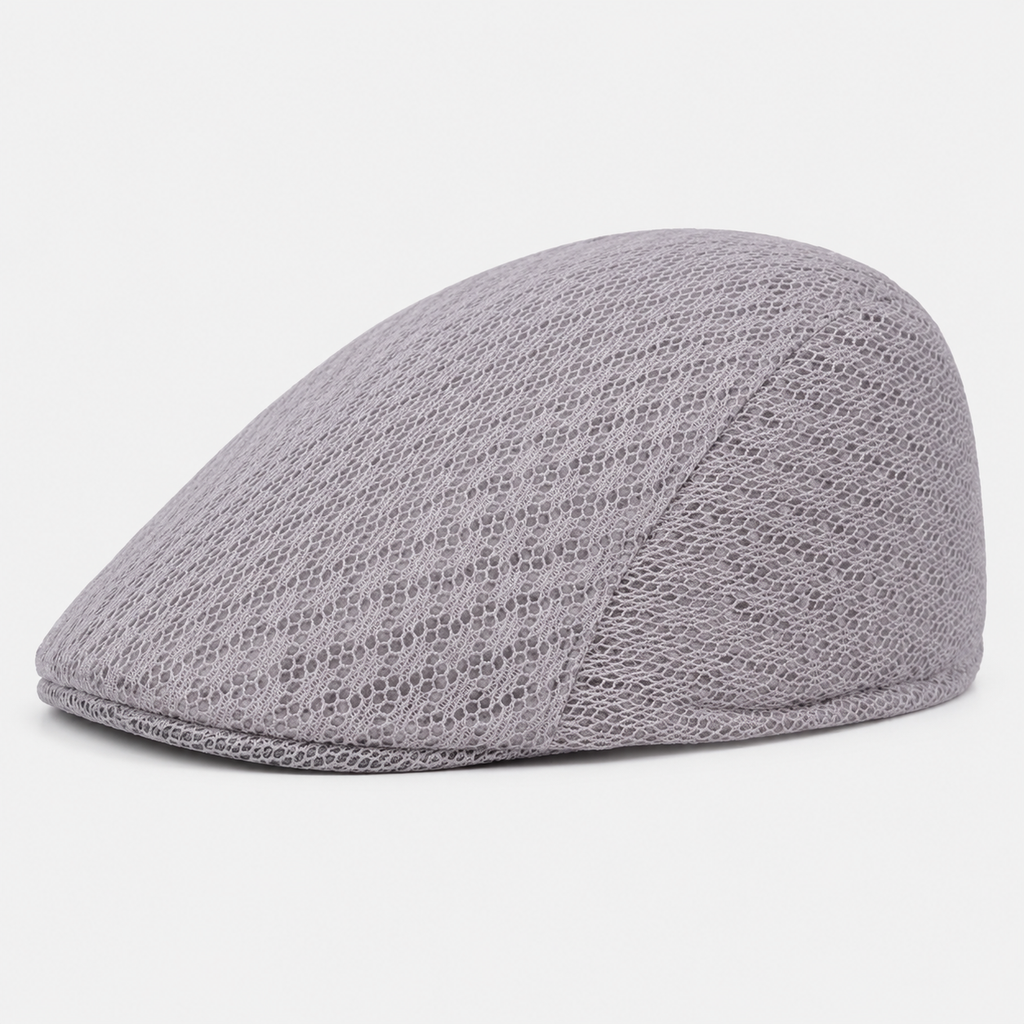 Béret Gris Clair Plate En Maille