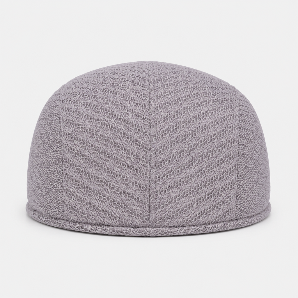 Béret Gris Clair Plate En Maille