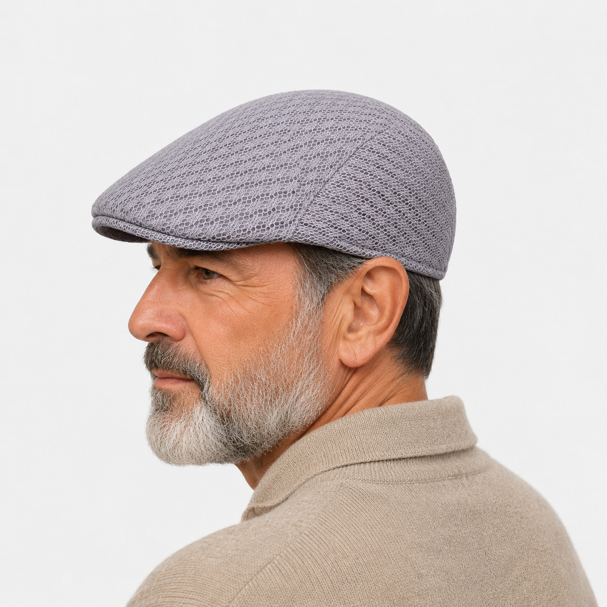 Béret Gris Clair Plate En Maille
