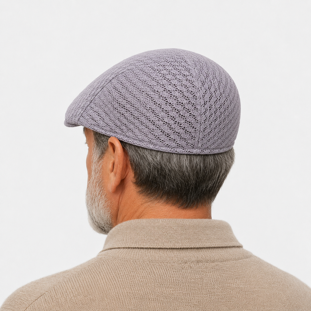 Béret Gris Clair Plate En Maille