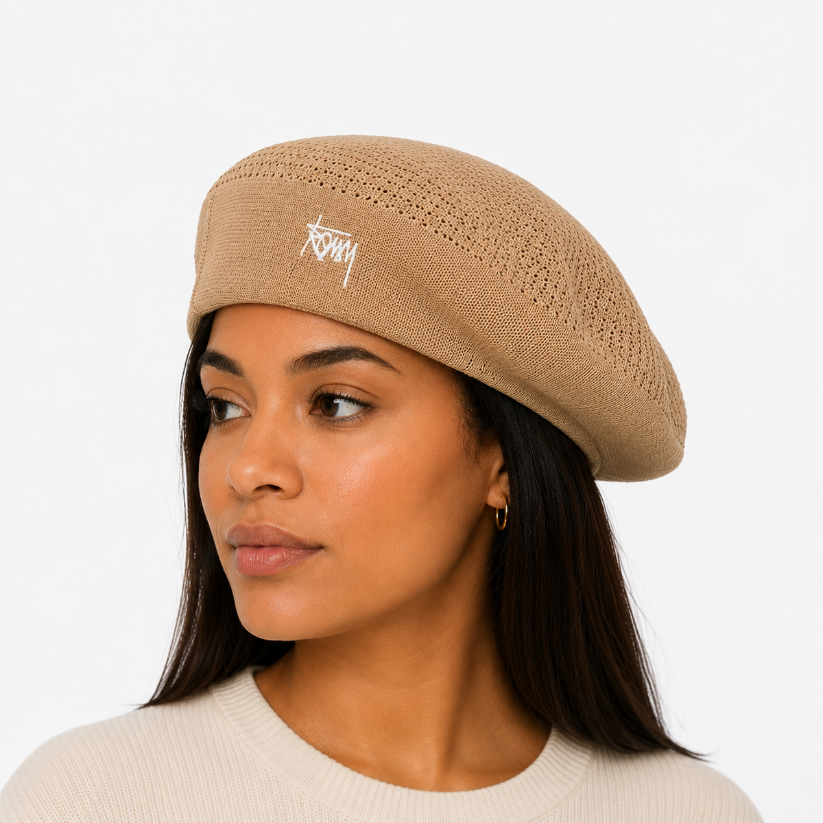 Béret Casquette Beige en Polyester
