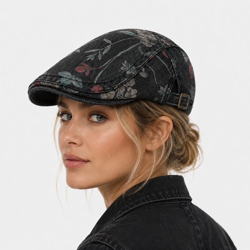 Béret Casquette Floral Noir Printemps