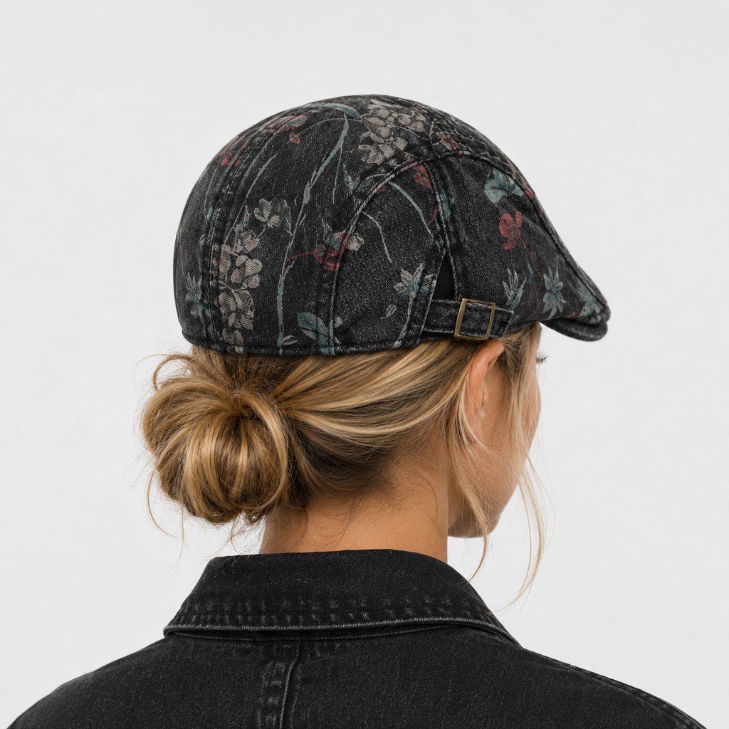 Béret Casquette Floral Noir Printemps
