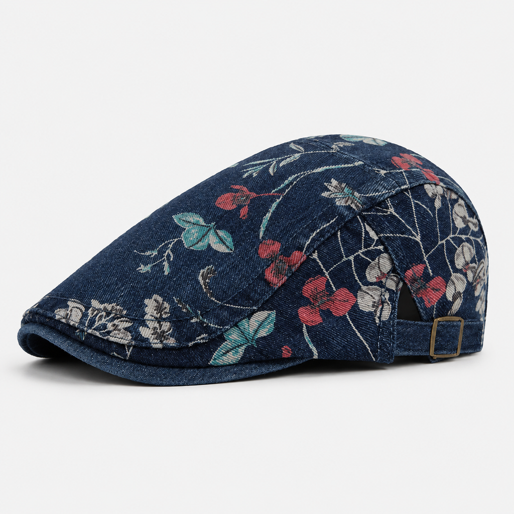 Béret Denim Bleu Vintage Floral été