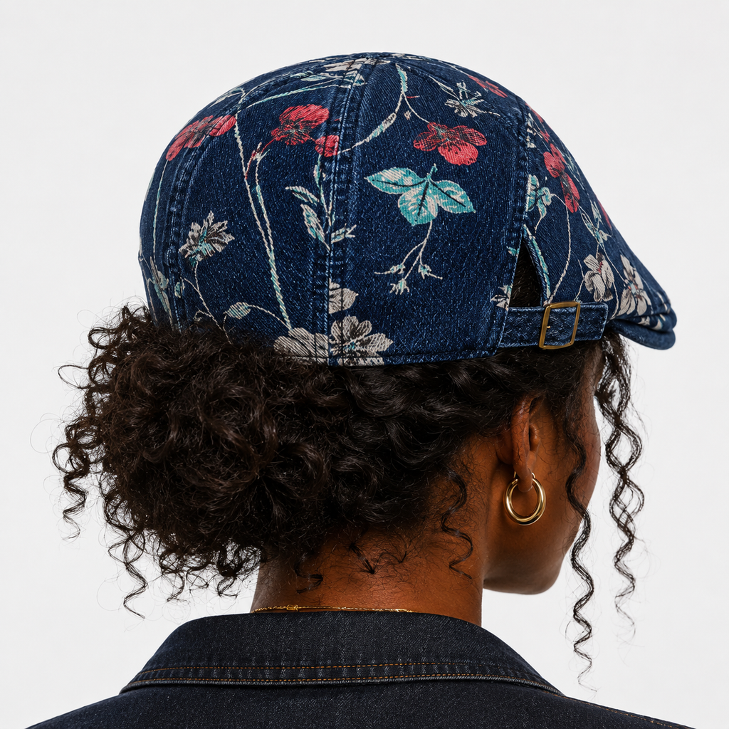 Béret Denim Bleu Vintage Floral été