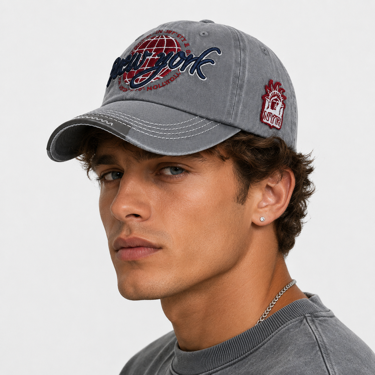 Casquette New-York Grise en coton Y2K
