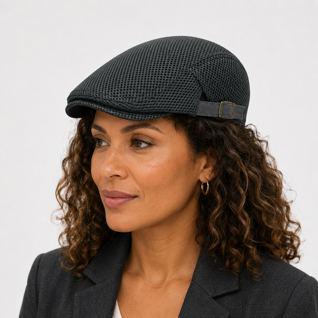 Béret En Maille Respirante Gris Foncé