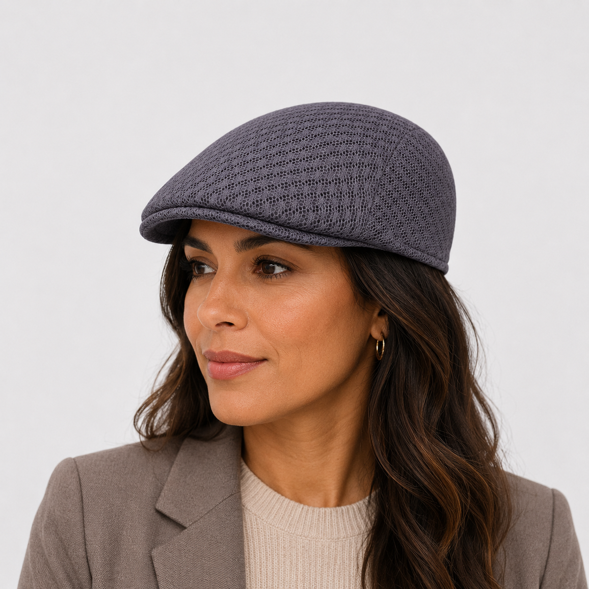 Béret Casquette Gris Foncé en Maille