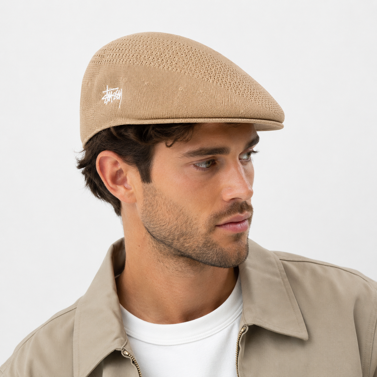 Béret Casquette Beige en Polyester