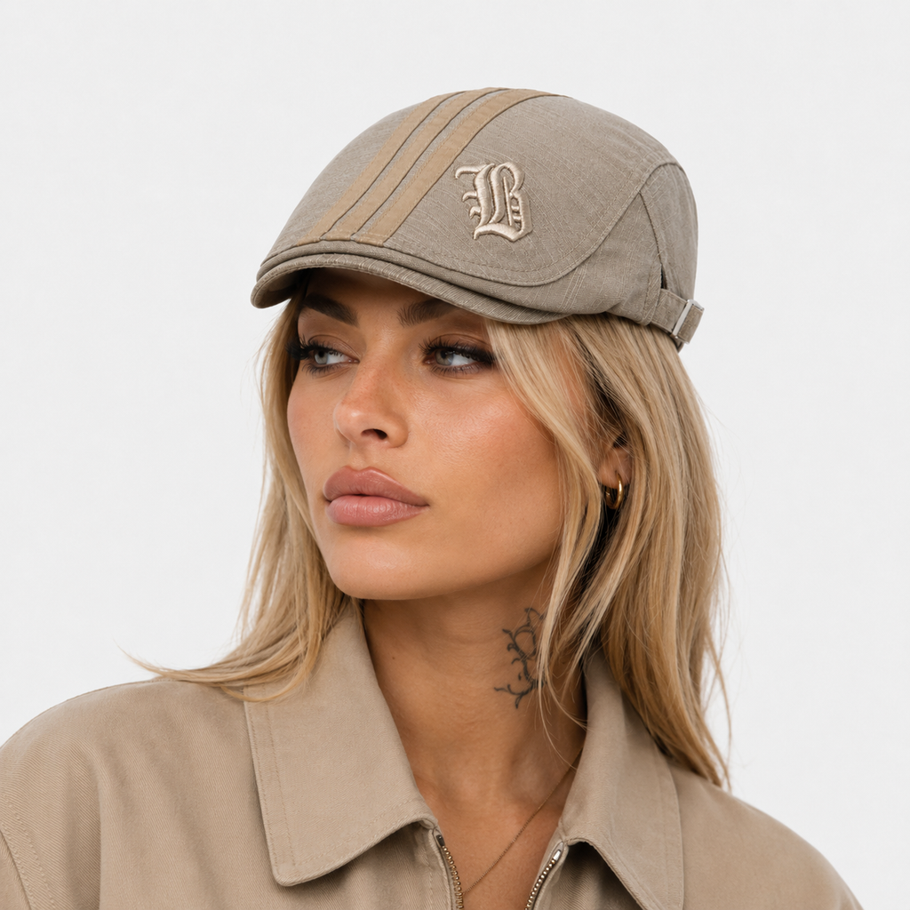 Béret Casquette à visière Beige Vintage