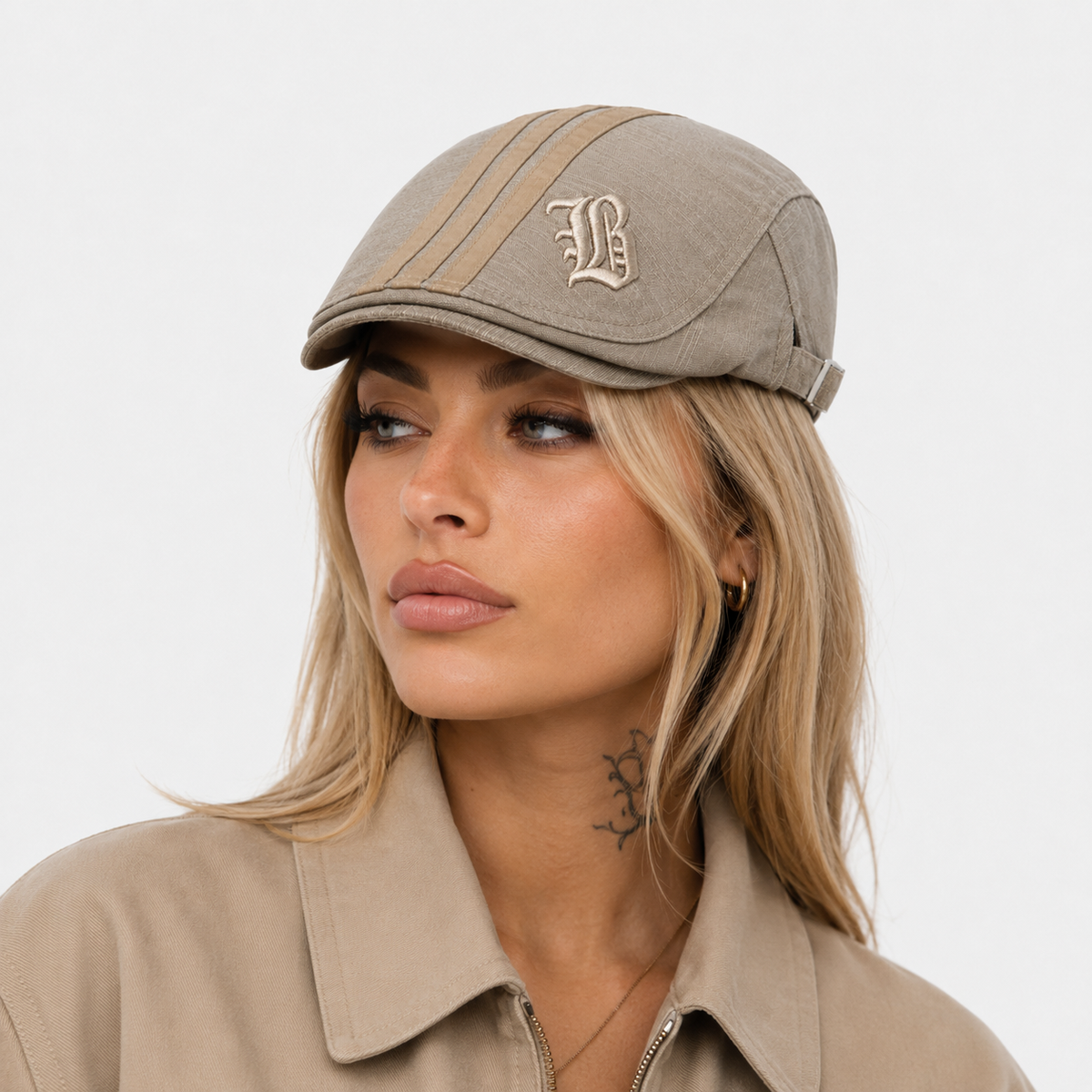 Béret Casquette à visière Beige Vintage