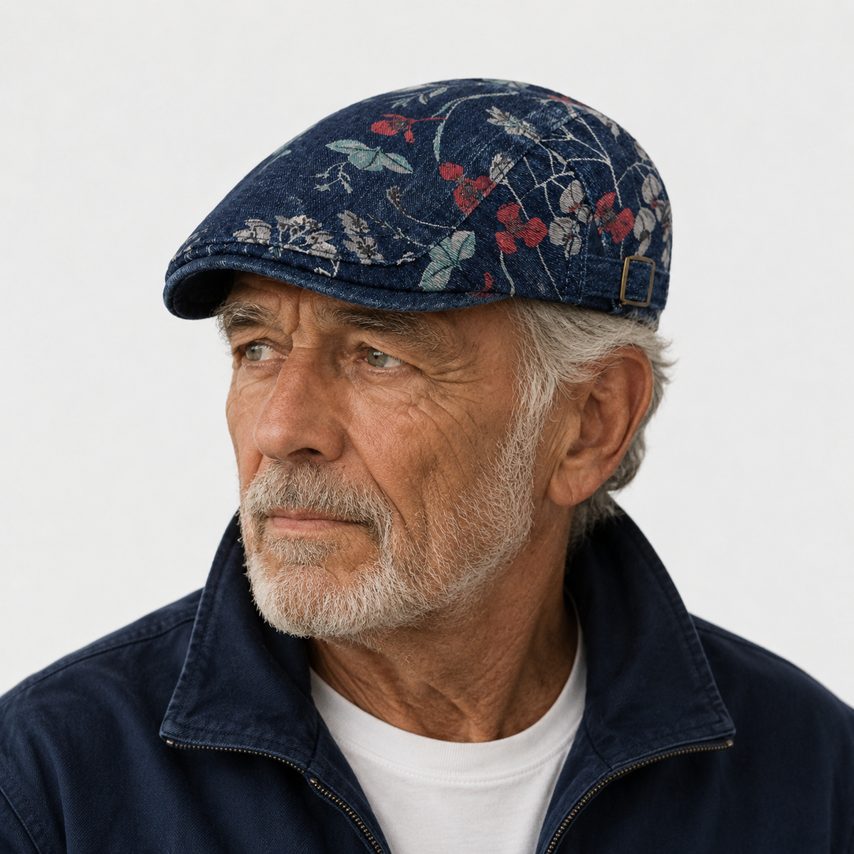 Béret Denim Bleu Vintage Floral été