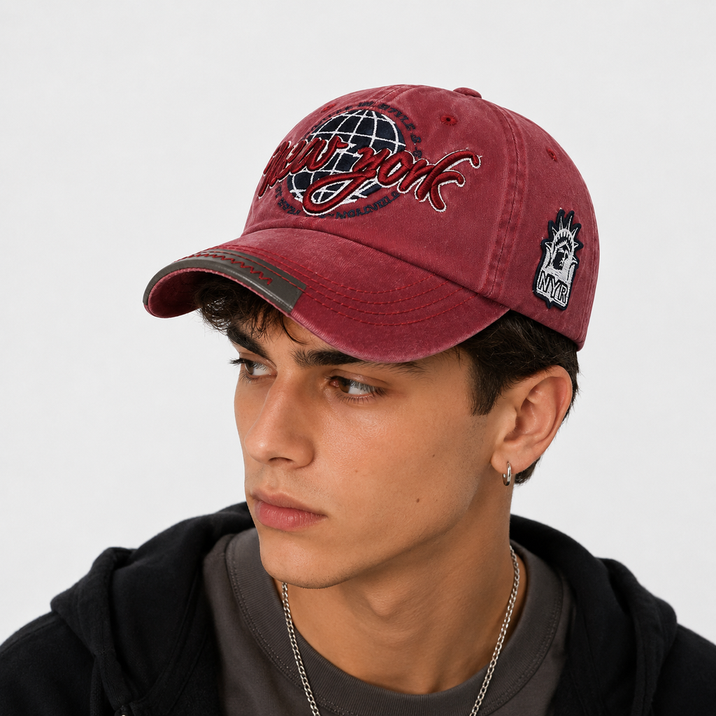 Casquette Cotton Délavé Baseball Rouge