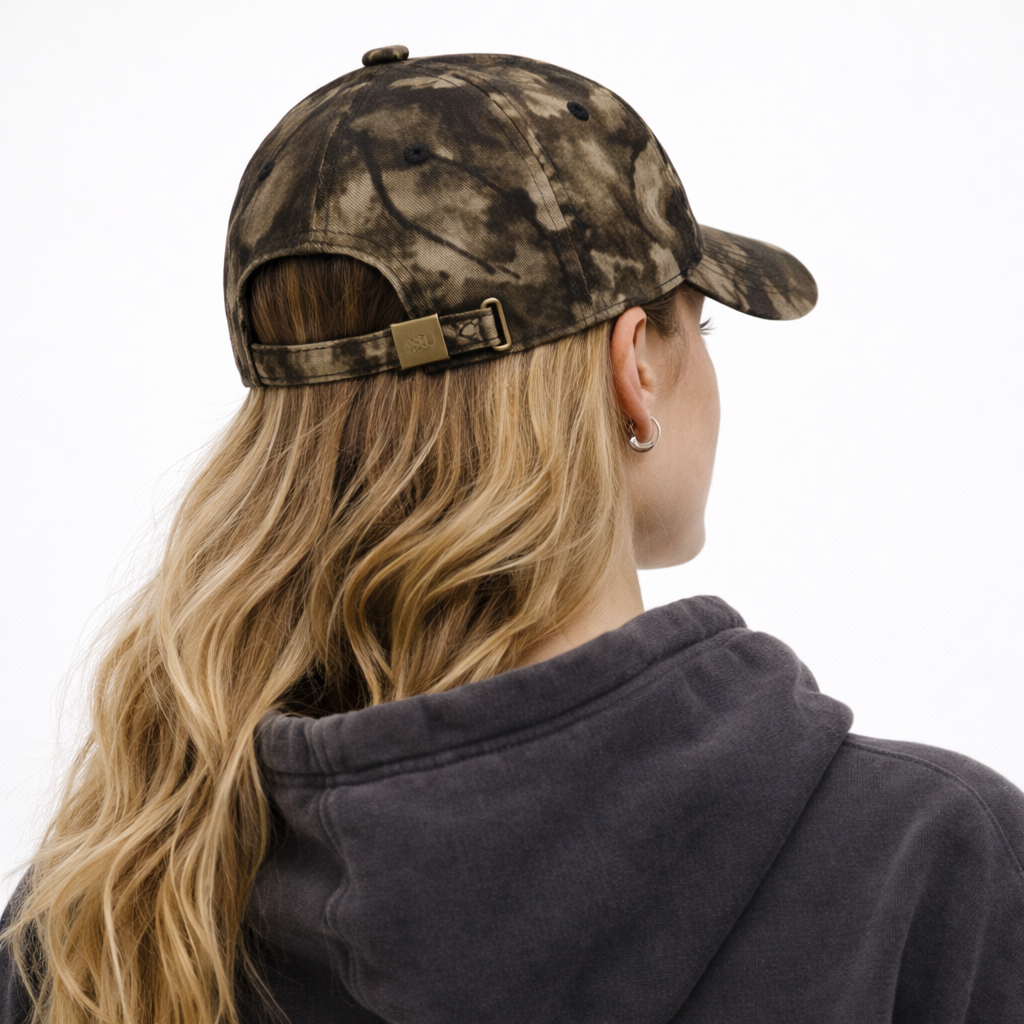 Couvre chef baseball Camo vert jungle avec écriture rose en coton