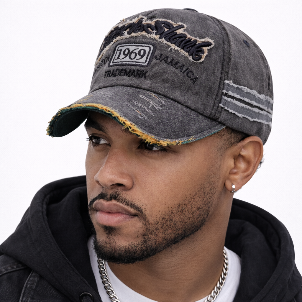 Casquette Snapback Grise 1969 Vintage en Cotton