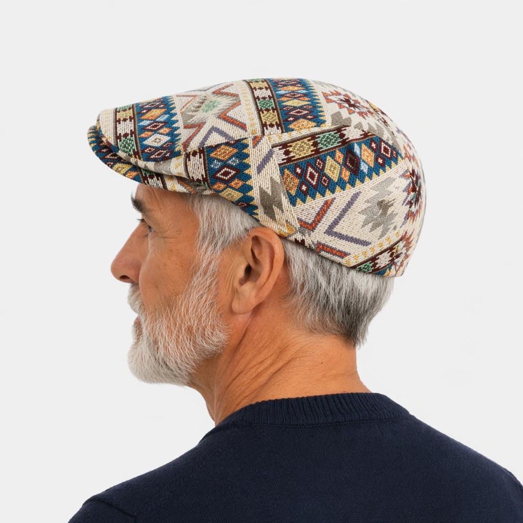 Bonnet de peintre mosaïque beige en polyester