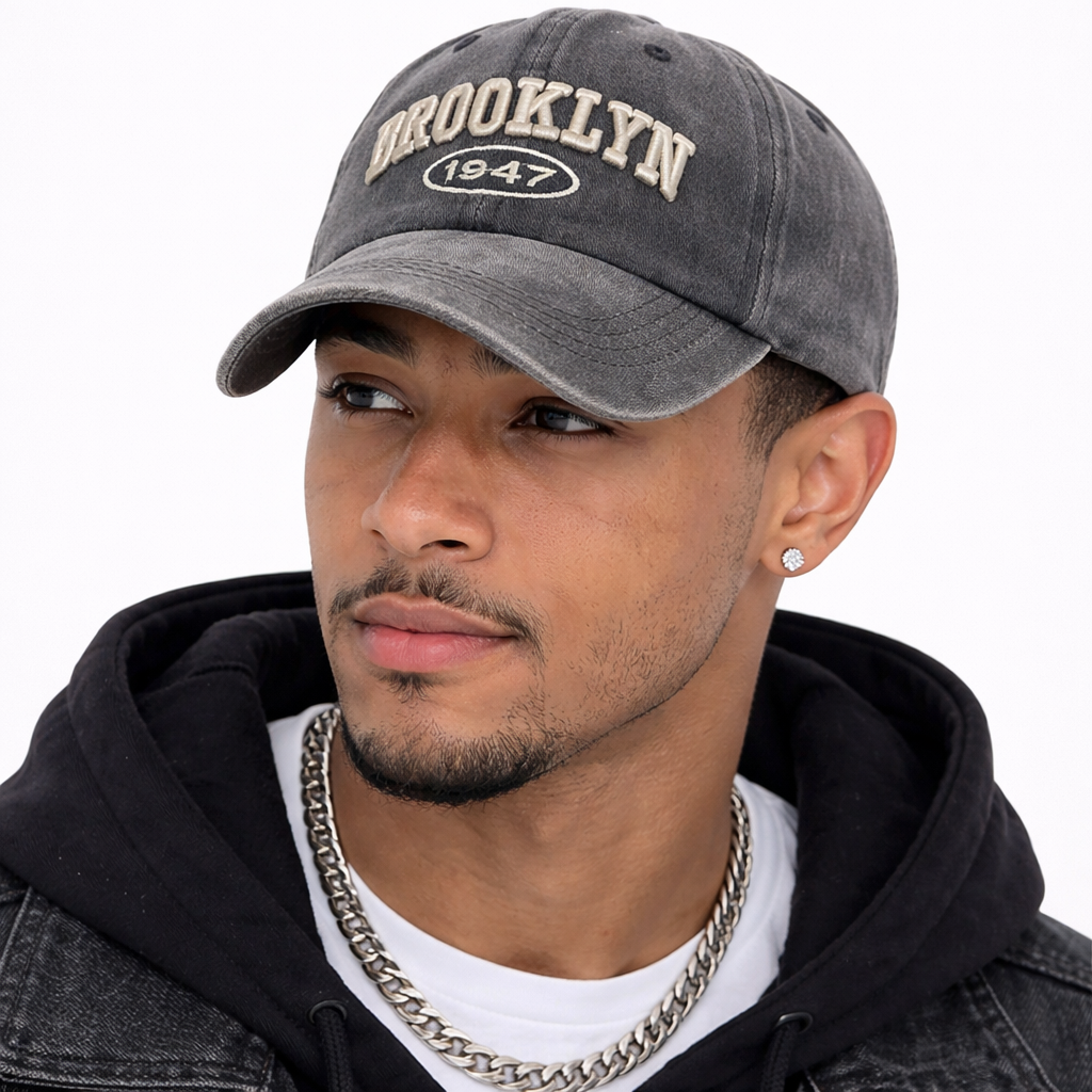 Casquette Baseball Rétro Brooklyn Noir léger en coton 1947
