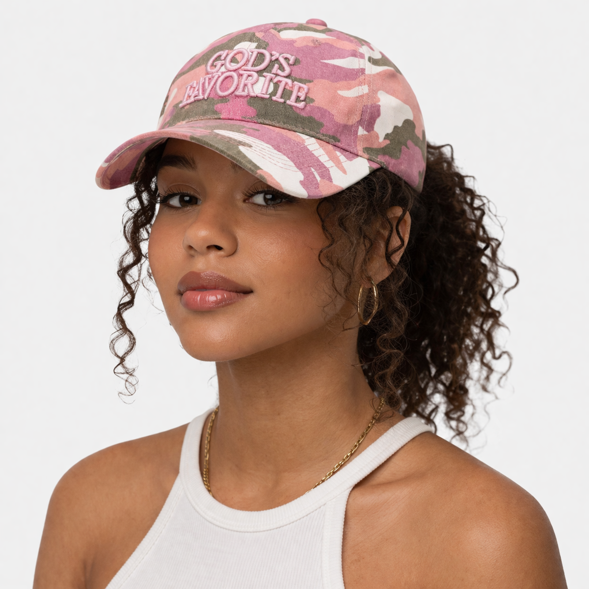 Couvre chef baseball Camo Rose en coton