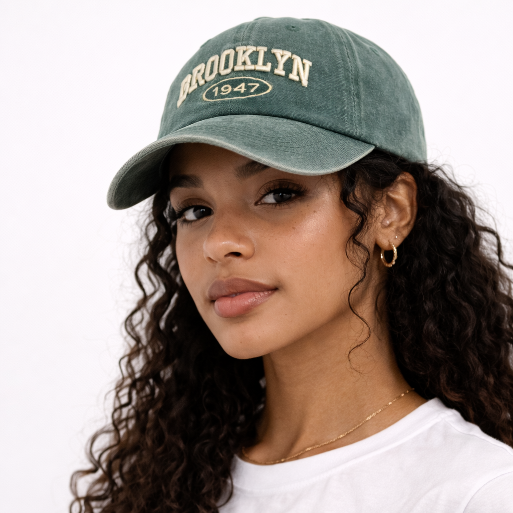 Casquette Rétro Brooklyn Verte en coton 1947