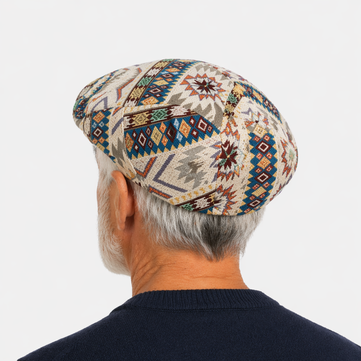 Bonnet de peintre mosaïque beige en polyester