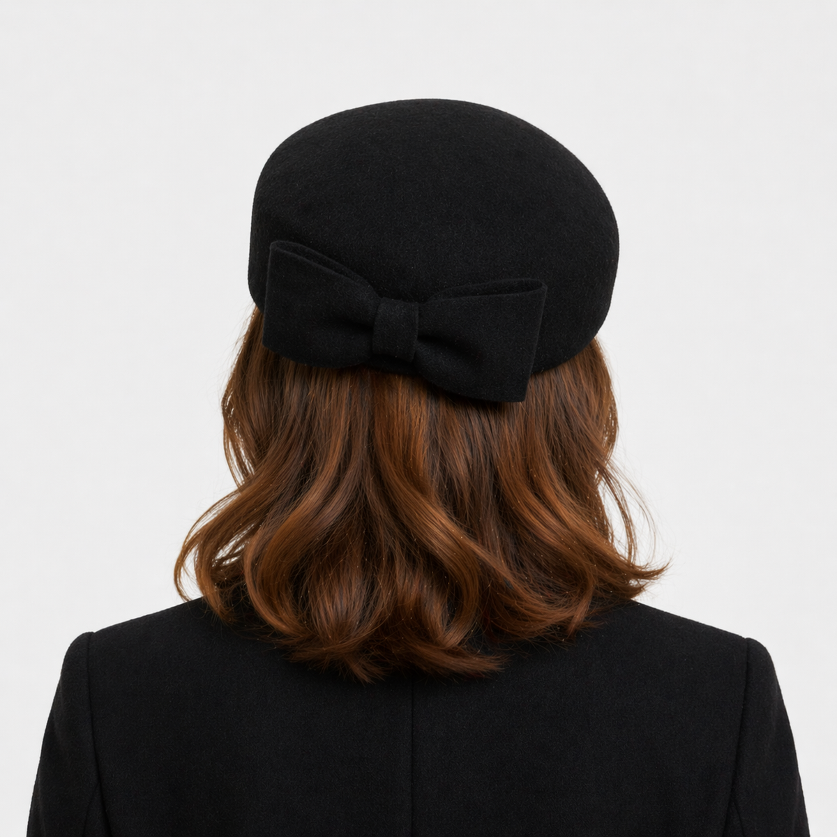 Chapeau à nœud Noir en laine pour femme