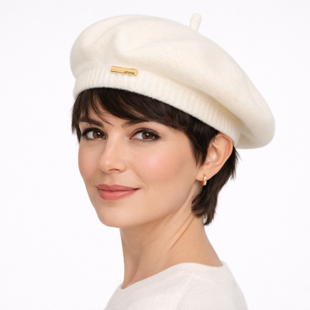 Bonnet Blanc cassé en feutre & polyester