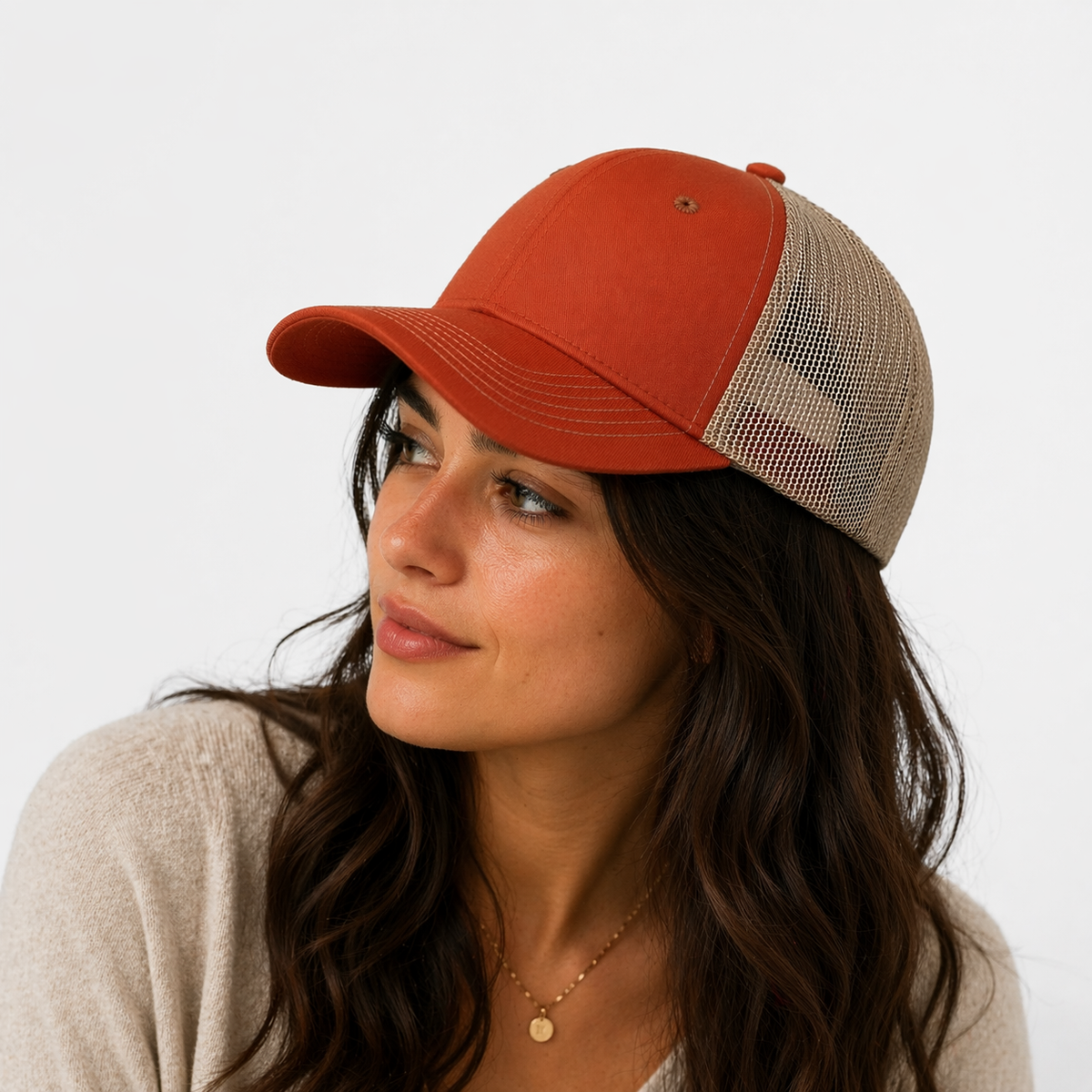 Casquette Orange & Beige