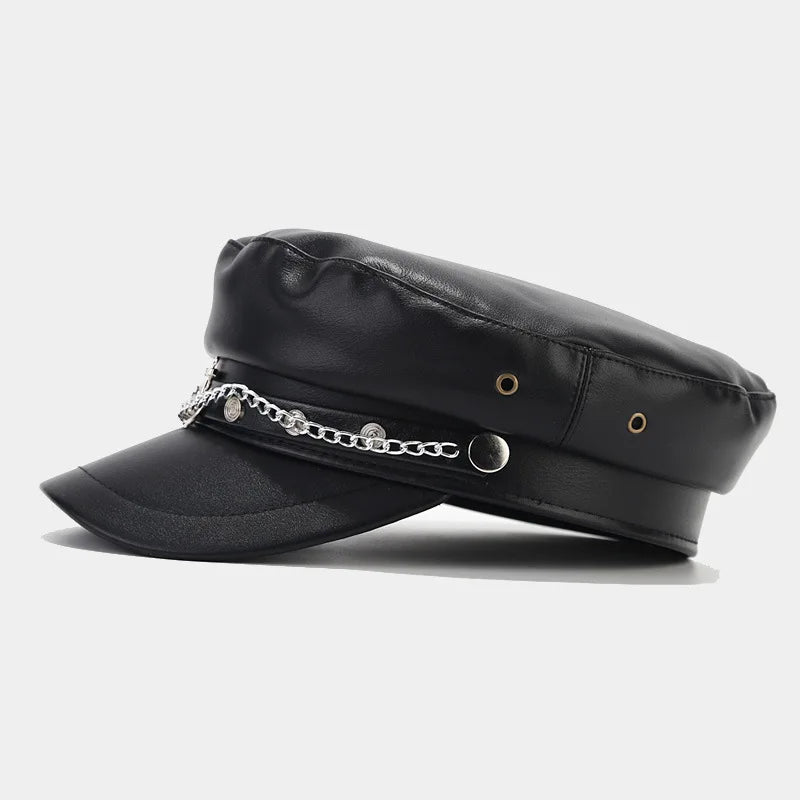 Béret Fashion Noir avec Différent Motif Métallique