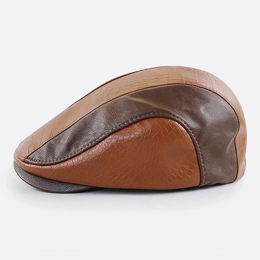 Béret de taxi en cuir Marron