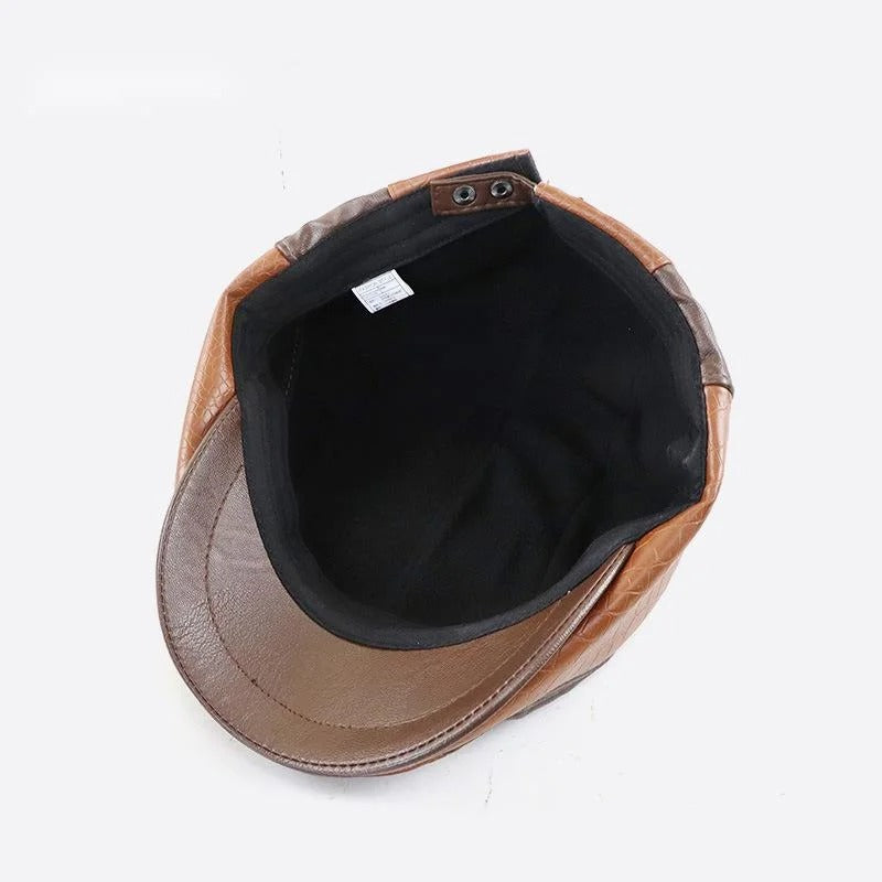 Béret de taxi en cuir Marron