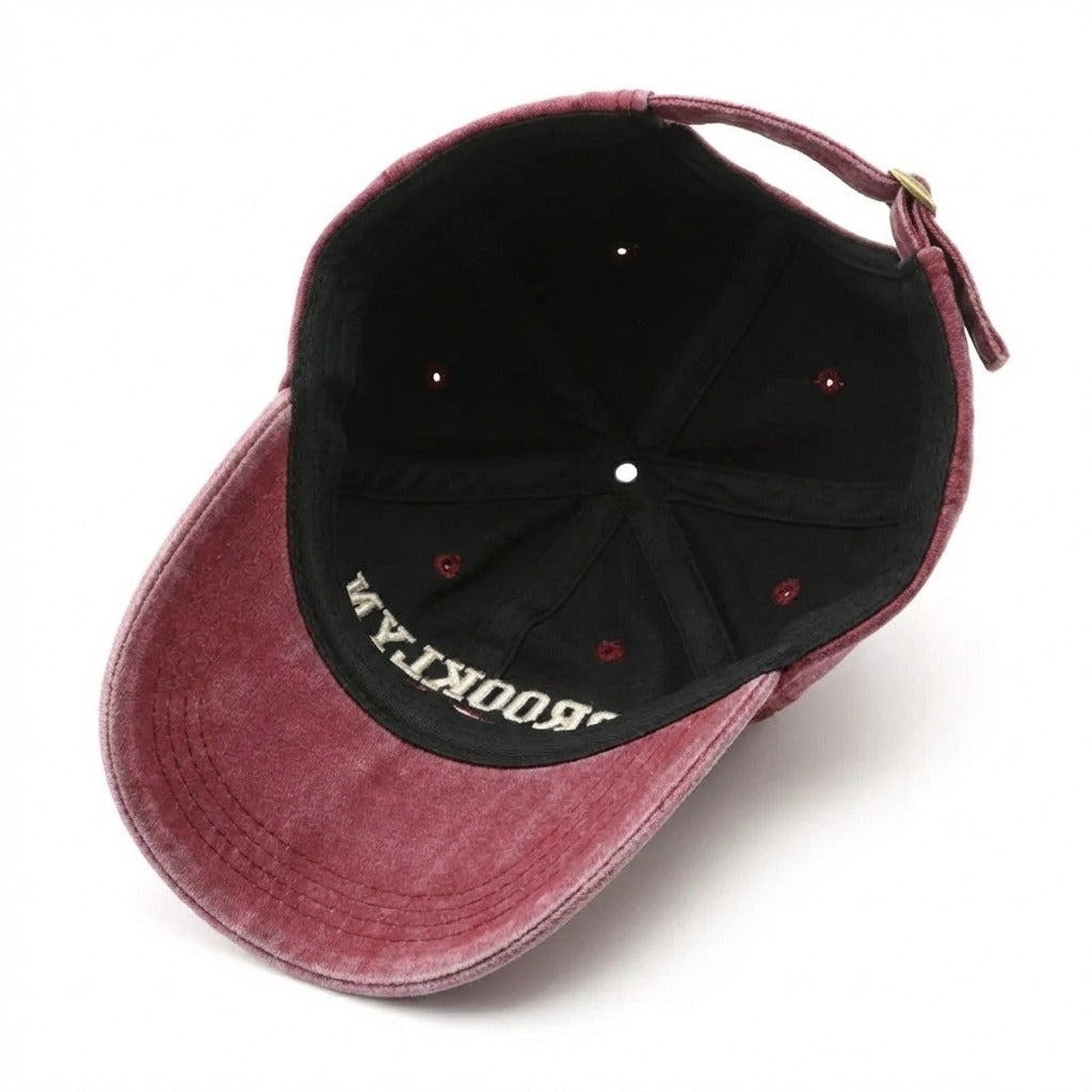 Casquette Rétro Baseball Brooklyn Rouge Vin en coton 1947