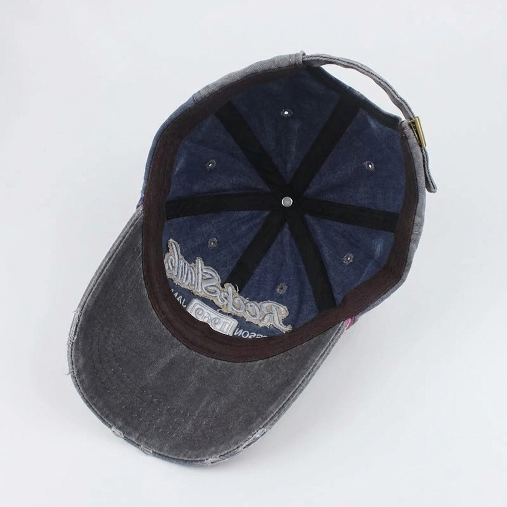 Casquette Snapback Bleu 1969 déchiré en Cotton