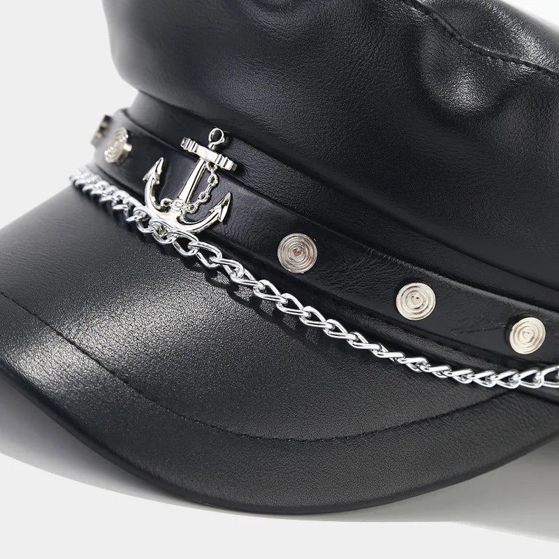 Béret Fashion Noir avec Différent Motif Métallique
