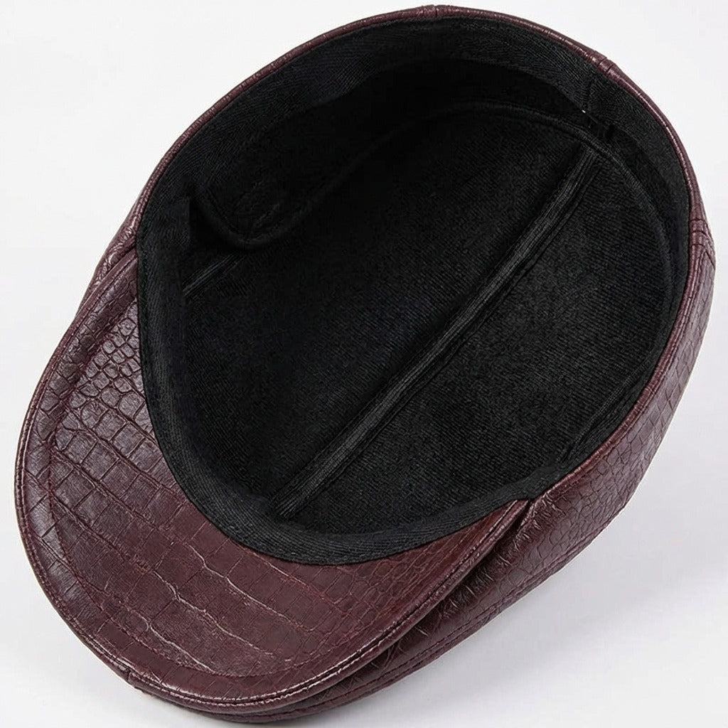 Béret rouge écaille en cuir pour homme